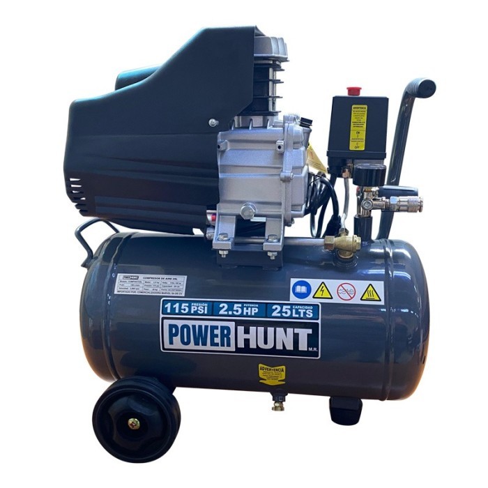 POWER HUNT COMPHKIT25L Kit compresor 25L doble conexión rápida manguera 3mts y pistola de gravedad